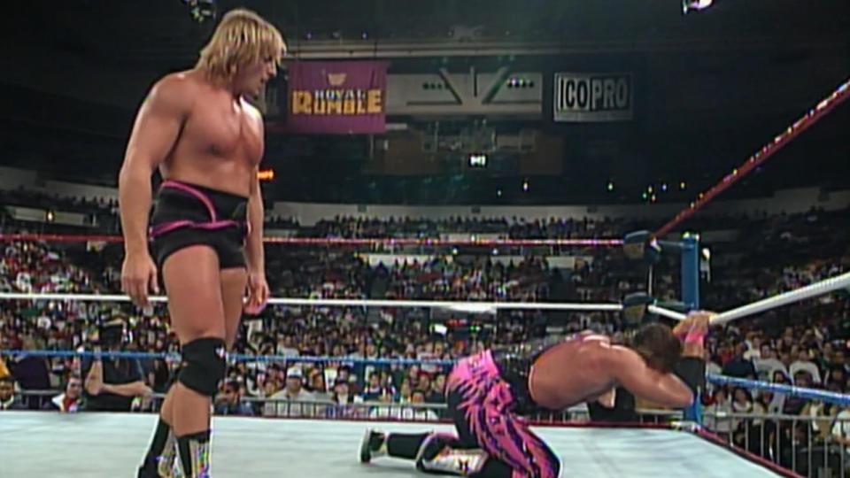 Owen Hart attacking Bret Hart at Royal Rumble 1994