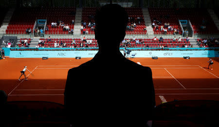 Tennis - WTA Premier Mandatory - Madrid Open - The Caja Magica, Madrid, Spain - May 9, 2019 General view of Switzerland's Belinda Bencic in action during her quarter final match against Japan's Naomi Osaka REUTERS/Susana Vera