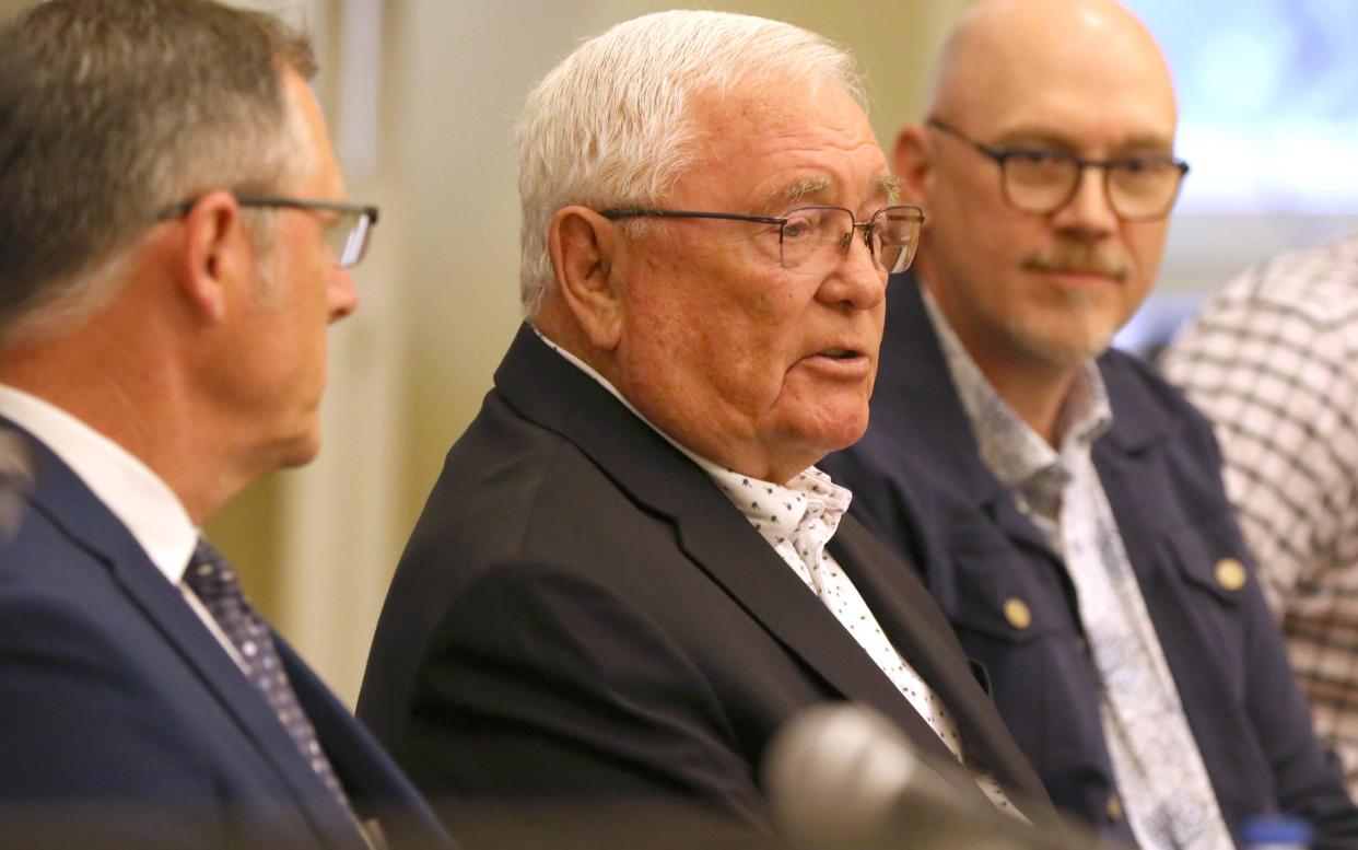 J.T. Scruggs talks during a press conference about the inaugural Earl Scruggs Music Festival that is coming to Tryon International Equestrian Center.