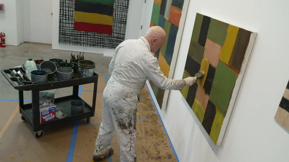 Abstract artist Sean Scully at work.  / Credit: CBS News