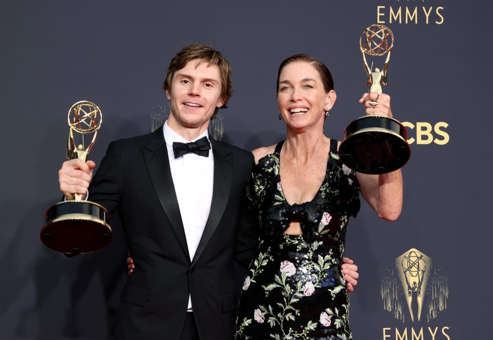 Evan Peters and Julianne Nicholson won supporting Emmy honors for their roles in "Mare of Easttown."