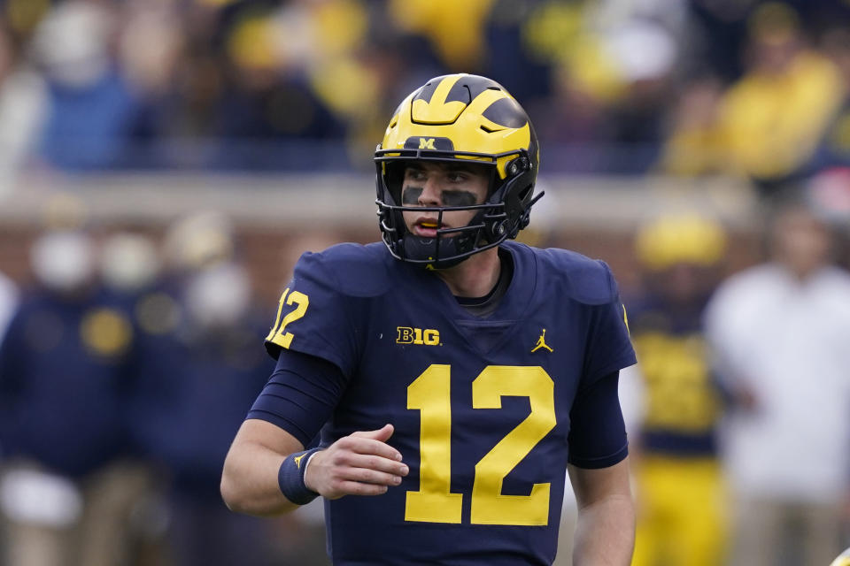 Quarterback Cade McNamara helped lead Michigan to a Big Ten title and a College Football Playoff appearance last season. (AP Photo/Carlos Osorio)