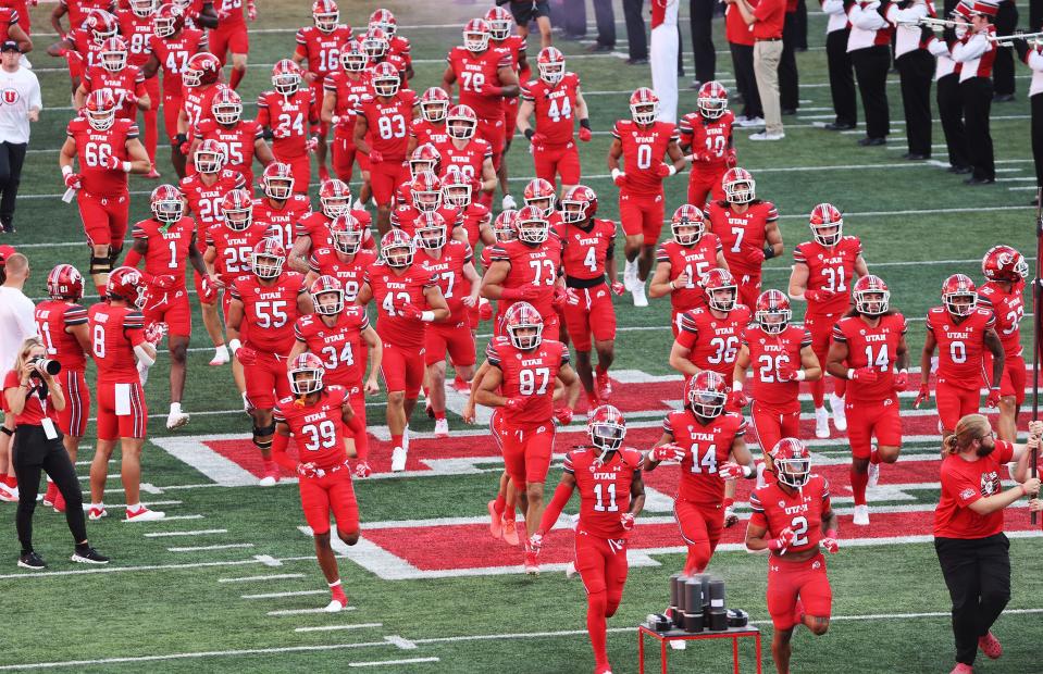 The Utes take the field in Salt Lake City on Thursday, Aug. 31, 2023 during the season opener. Utah won 24-11. | Jeffrey D. Allred, Deseret News