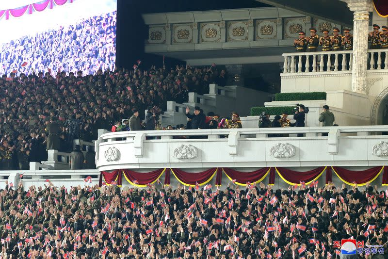 Military parade to mark the founding anniversary of North Korea's army, at Kim Il Sung Square in Pyongyang