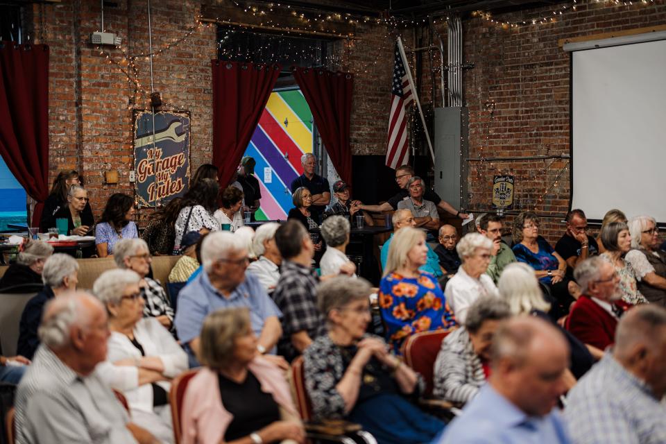 Oklahoma Lt. Governor Matt Pinnell fields questions about local, state and national politics during the Republican and Other Conservatives of Washington County launch party at Crossing 2nd.