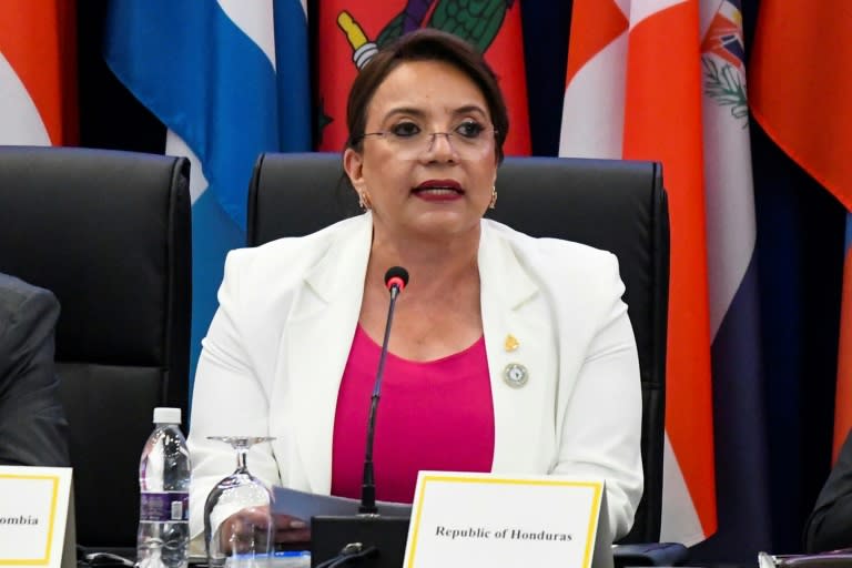 La presidenta de Honduras, Xiomara Castro, en una Cumbre de la CELAC en Buccament, en San Vicente y Granadinas, el 1 de marzo de 2024 (Randy Brooks)