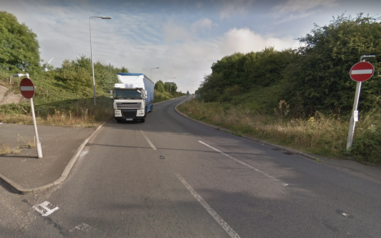 The robbery took place by a M1 slip road. (Google Maps)