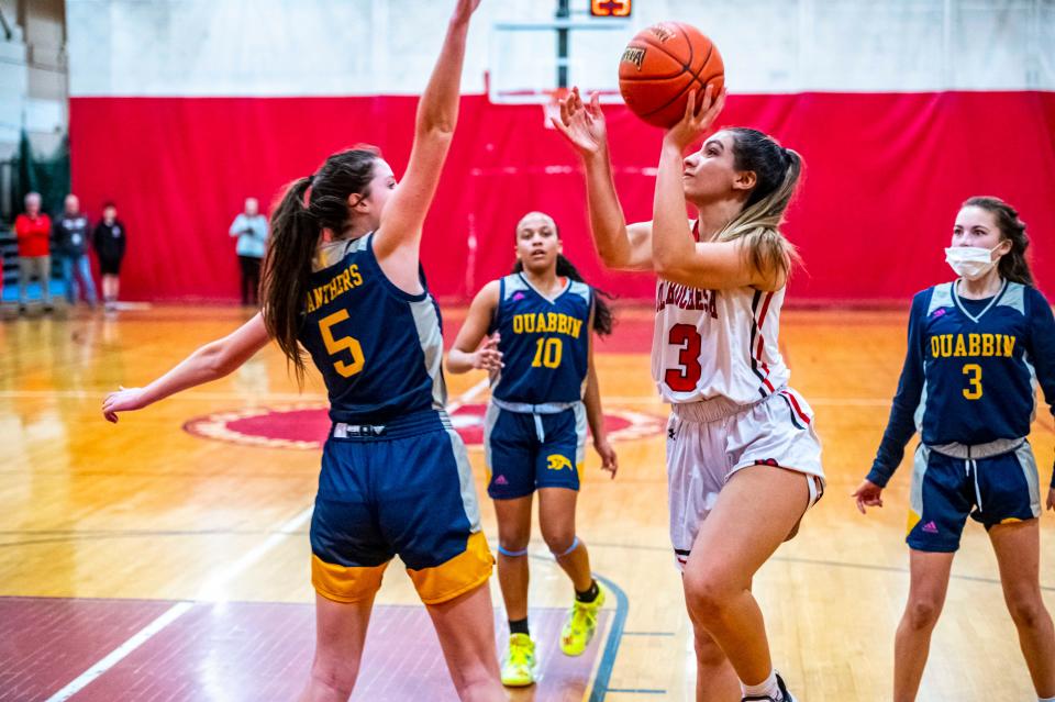 Old Rochester's Logan Fernandes had success attacking the basket.