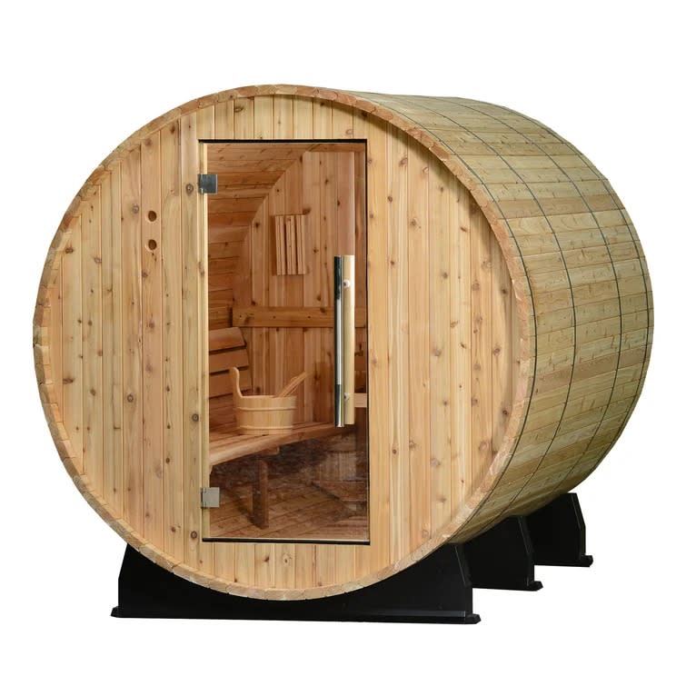 wood sauna on white background