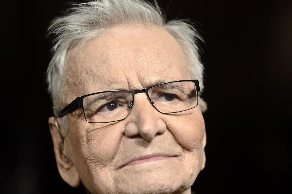 Romanian actor Radu Beligan performs at the National Theatre in Bucharest, Romania, Sunday night, Dec. 15, 2013. Beligan has been declared the world’s oldest active actor at age 95 and celebrated the title, confirmed by Guinness World Records on Sunday, by stepping into the main role of “The Egoist” by French playwright Jean Anouilh, playing aging playwright Leon Saint-Pe for the 330th time.(AP Photo/Silviu Matei/Mediafax) ROMANIA OUT