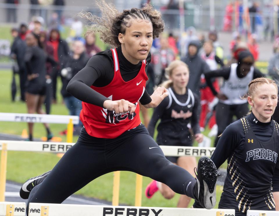 McKinley's Robbaniquea Blakely wins the 100-meter hurdles at last year's Stark County Track and Field Championships.