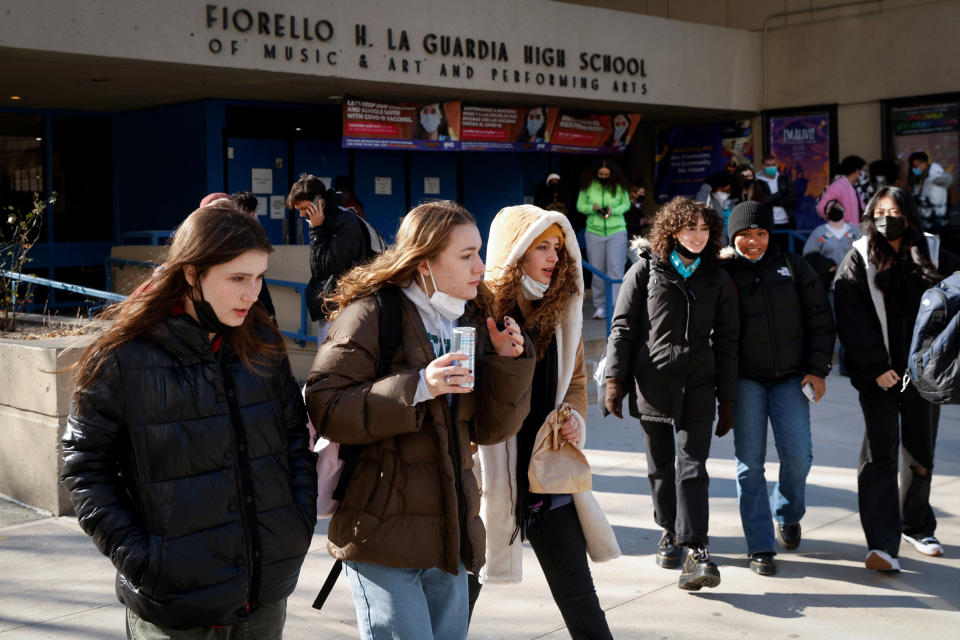 Image: High School students stage walkout to urge officials to offer remote learning options due to COVID-19 saftey concerns in New York (Mike Segar / Reuters)