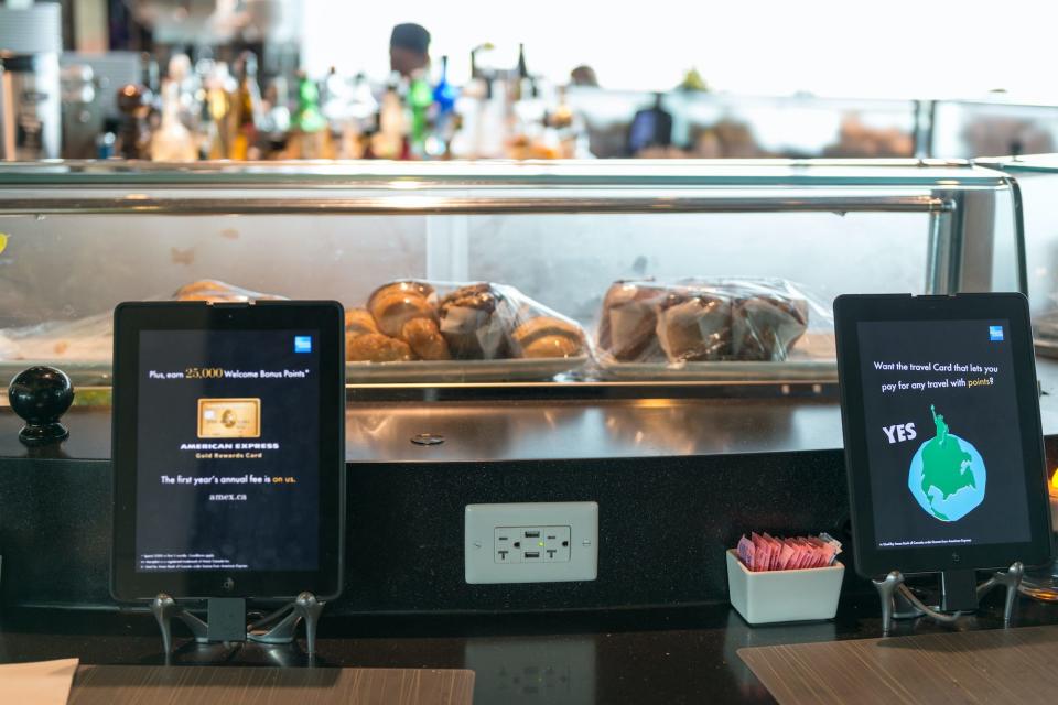 A tablet for ordering food at Toronto Pearson International Airport in 2014.