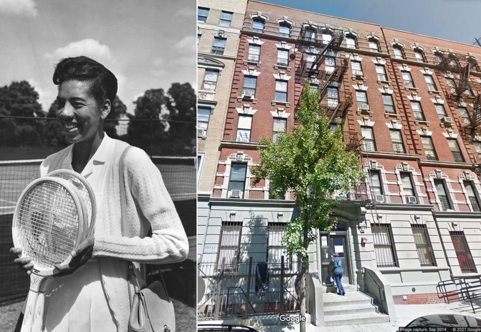 Tennis star Althea Gibson once lived with her family at 135 West 143rd St. (Bert Hardy/Getty Images; Google Maps)