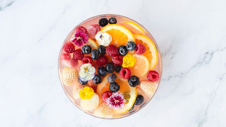 Large punch bowl with flowers