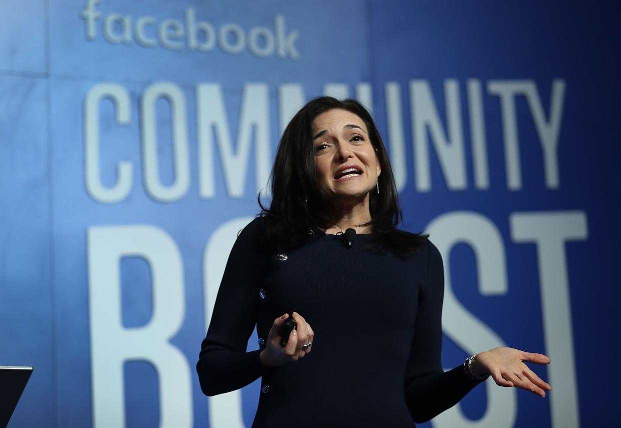 Facebook Chief Operating Officer Sheryl Sandberg speaks during a Facebook Community Boost event at the Knight Center on December 18, 2018 in Miami, Florida.