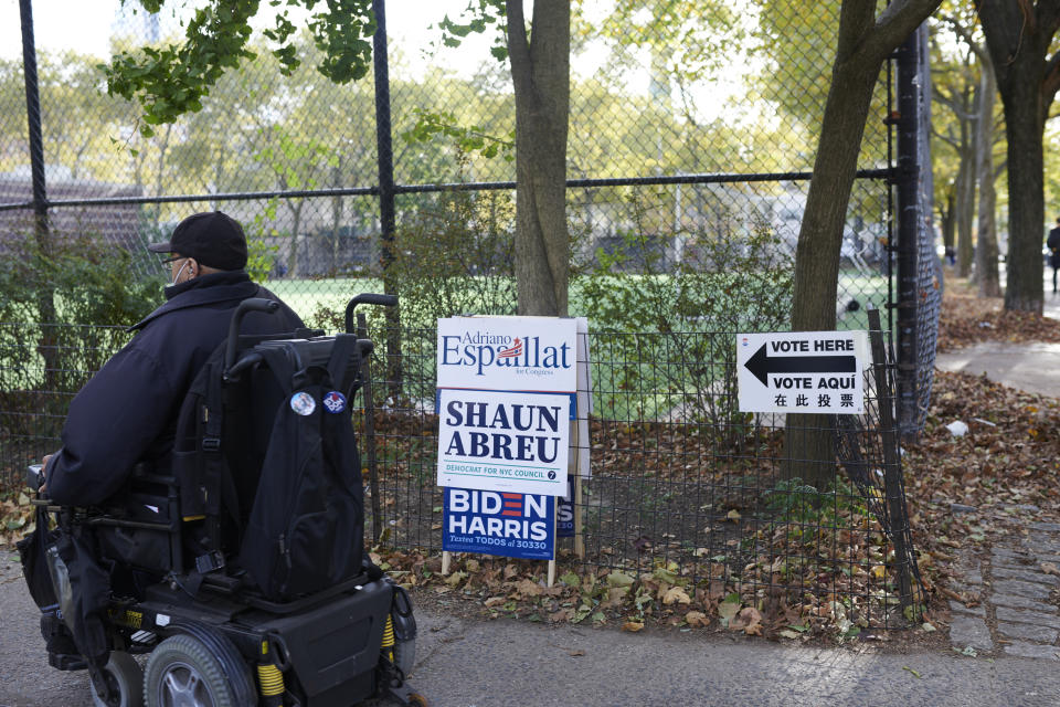 A New York voter heads to the polls on Election Day, Nov. 3, 2020. (Photo: Gabby Jones/ABC via Getty Images)