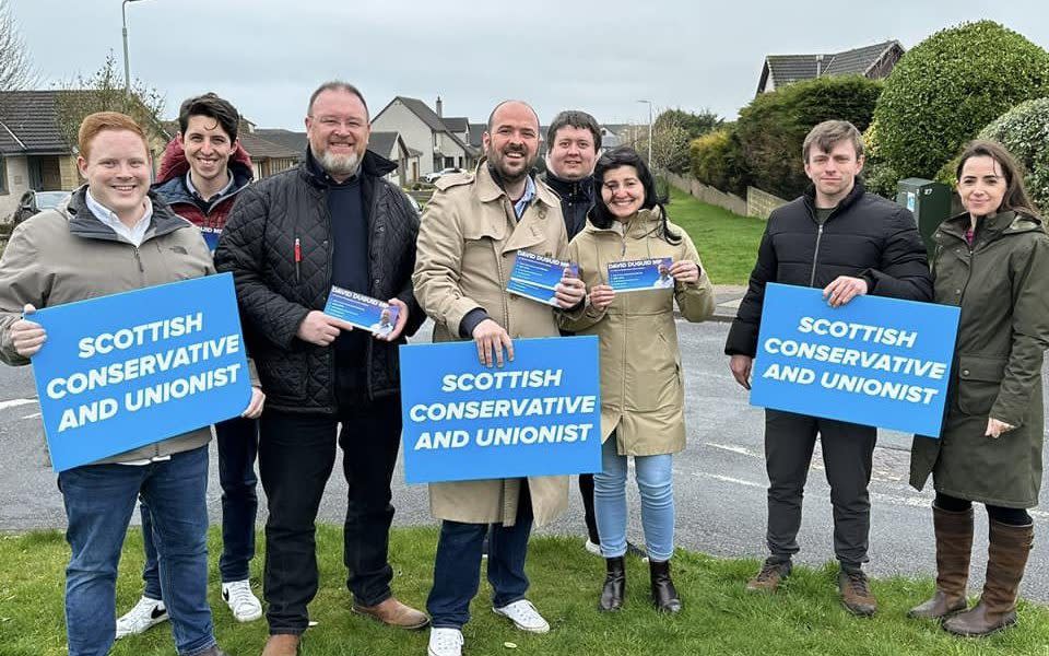 David Duguid (third from left) on the campaign trail in Aberdeen before being hospitalised