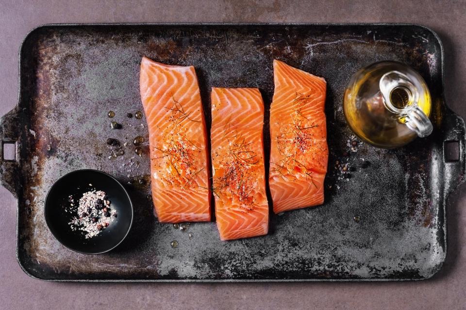 Salmon on a tray