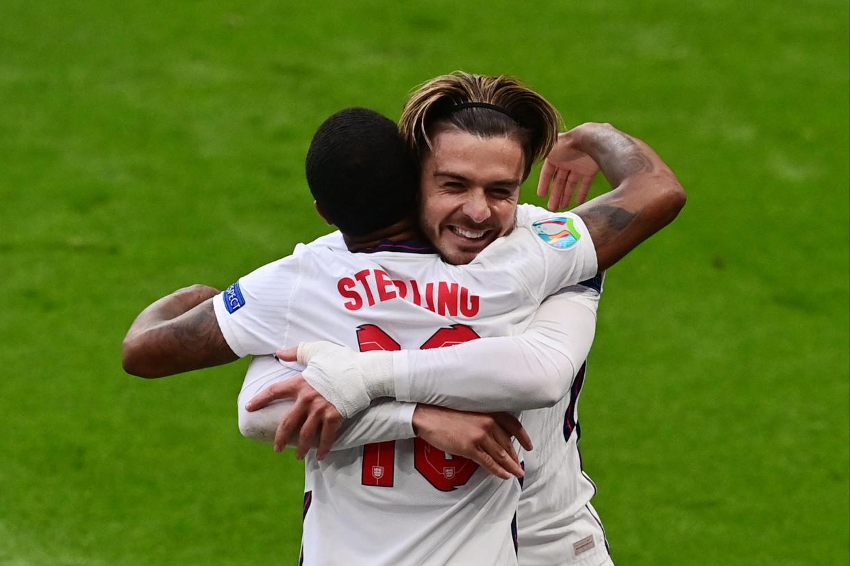 Grealish, Sterling and Saka provided England’s spark in a bright first-half display (POOL/AFP via Getty Images)