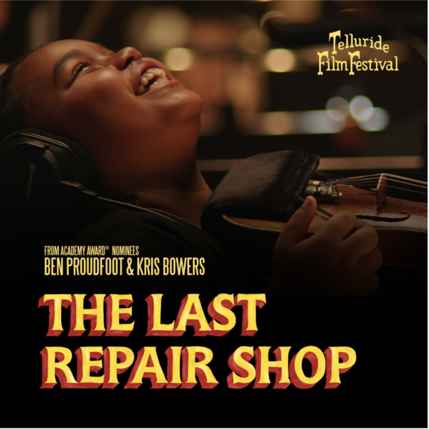 A girl with her violin in 'The Last Repair Shop'
