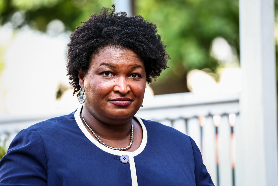 Stacey Abrams, Democratic gubernatorial candidate for Georgia, departs a campaign event in Reynolds, Ga., on June 4, 2022. (Dustin Chambers / Bloomberg via Getty Images file)