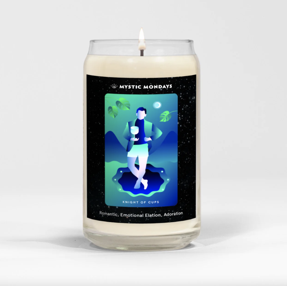 <p><a href="https://shop.mysticmondays.com/products/knight-of-cups-candle?_pos=4&_sid=52b787d68&_ss=r" rel="nofollow noopener" target="_blank" data-ylk="slk:Shop Now;elm:context_link;itc:0;sec:content-canvas" class="link ">Shop Now</a></p><p>Knight of Cups Candle</p><p>mysticmondays.com</p><p>$30.00</p>