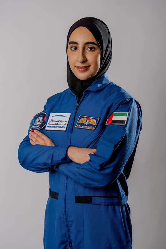 Emirati national Nora al-Matrooshi, the first Arab woman selected to train as an astronaut, poses for a photo