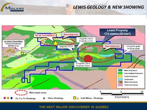 Lewis geology and new showings