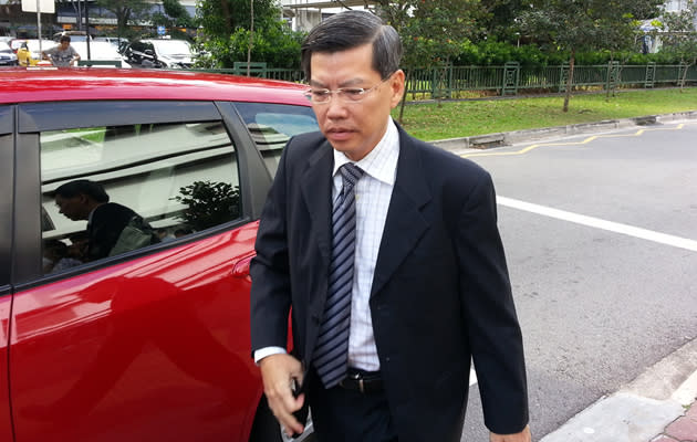 Peter Lim arriving at the subordinate courts for the seventh day of his trial.