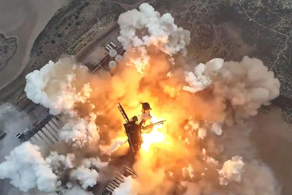 A still image from SpaceX’s fourth major flight test of its Starship rocket on 6 June, 2024, from its Starbase facility in Boca Chica, Texas (SpaceX/AFP/Getty)