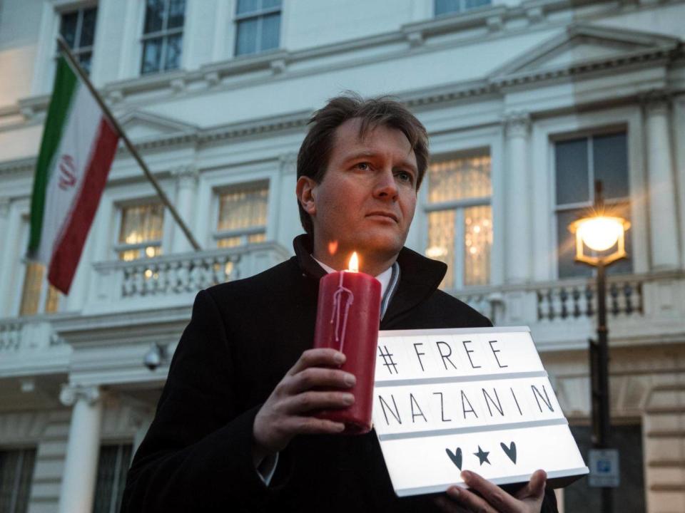 Richard Ratcliffe during a vigil for his wife in London in January (Getty)