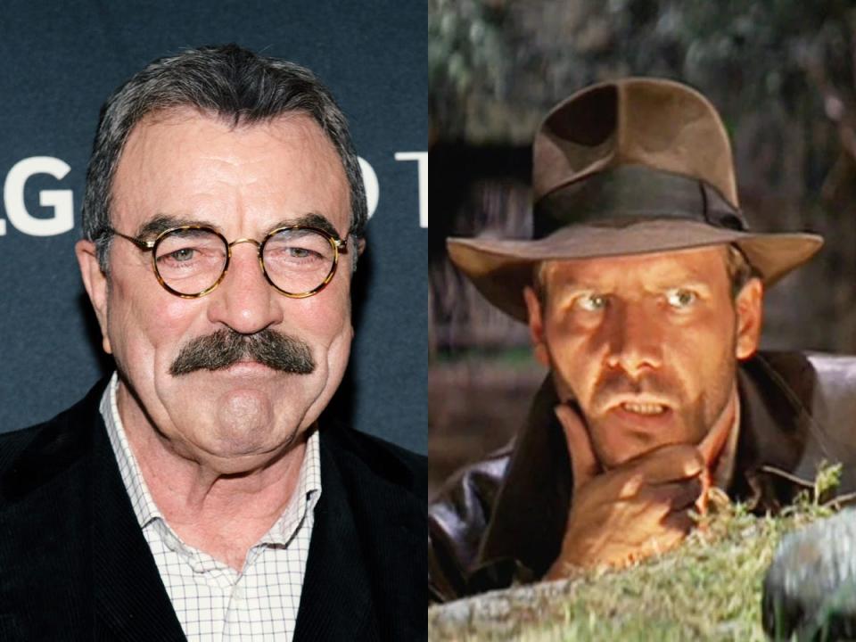 Tom Selleck, and Harrison Ford as Indiana Jones in "Raiders of the Lost Ark."