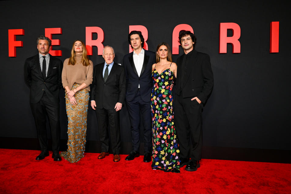 Patrick Dempsey, Shailene Woodley, Michael Mann, Adam Driver, Penélope Cruz and Gabriel Leone at the premiere of 
