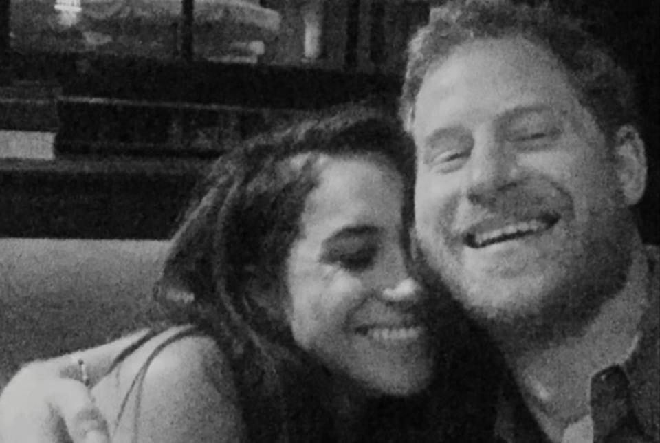 A black and white selfie the pair took on their first date (Netflix)