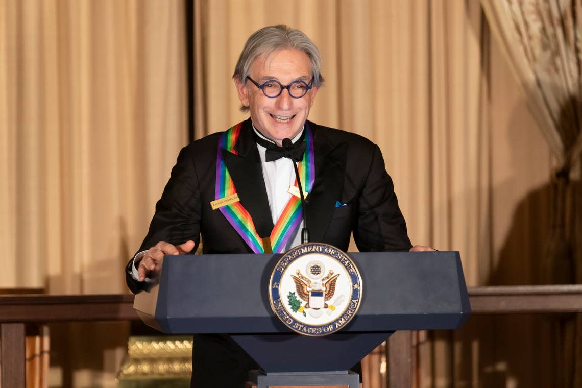 New World Symphony co-founder Michael Tilson Thomas accepts the 2019 Kennedy Center Honors at a State Department dinner in Washington, D.C., on Dec. 8, 2019.