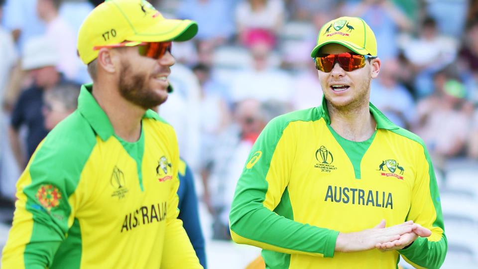 David Warner and Steve Smith, pictured here in action for Australia in 2019.