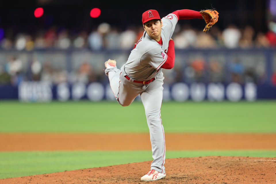 Defending AL MVP Shohei Ohtani once again made the All-Star team as a pitcher and hitter. Will he get the starting nod again in a made-for-Hollywood Los Angeles matchup? (Photo by Michael Reaves/Getty Images)
