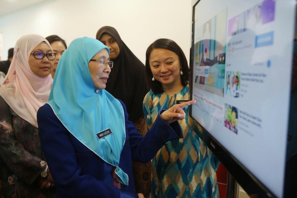 Deputy Prime Minister Datuk Seri Dr Wan Azizah Wan Ismail and Deputy Women, Family and Community Development Minister Hannah Yeoh attend the launch of a sex education awareness campaign for children in Putrajaya June 24, 2019. — Picture by Choo Choy May