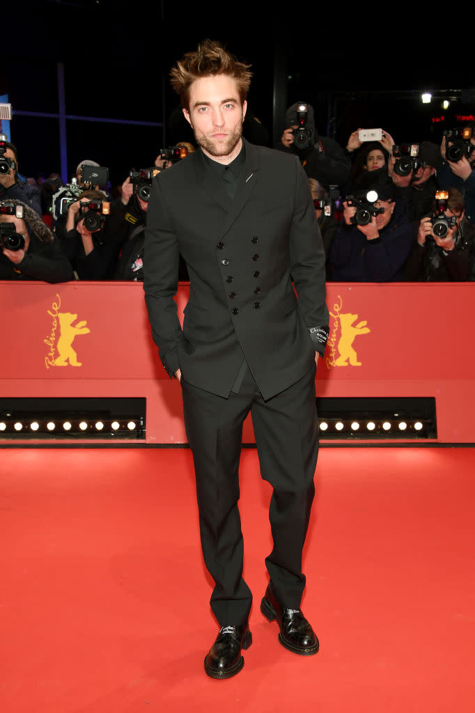 Robert Pattinson dons a double-breasted suit