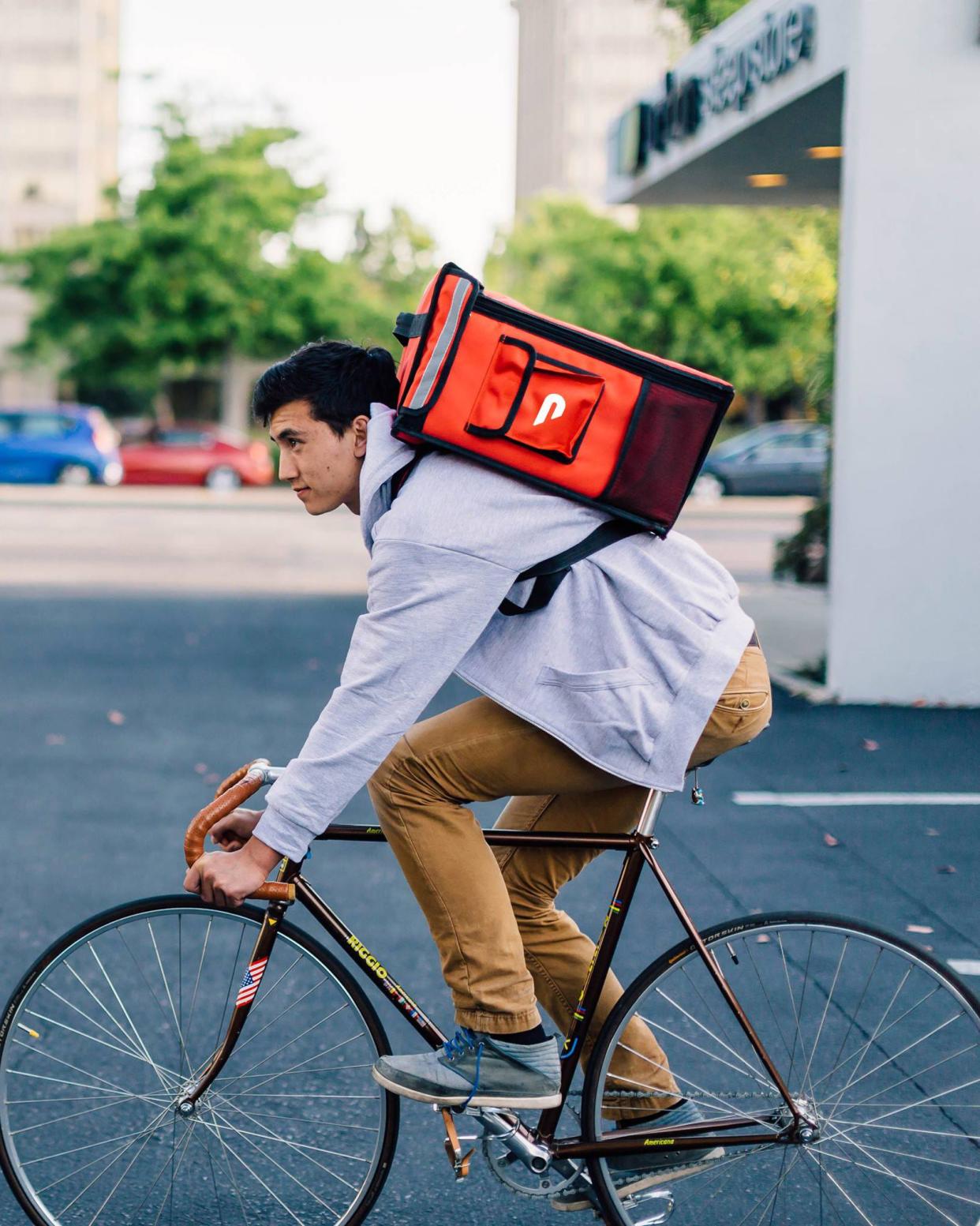 DoorDash delivery on a bicycle