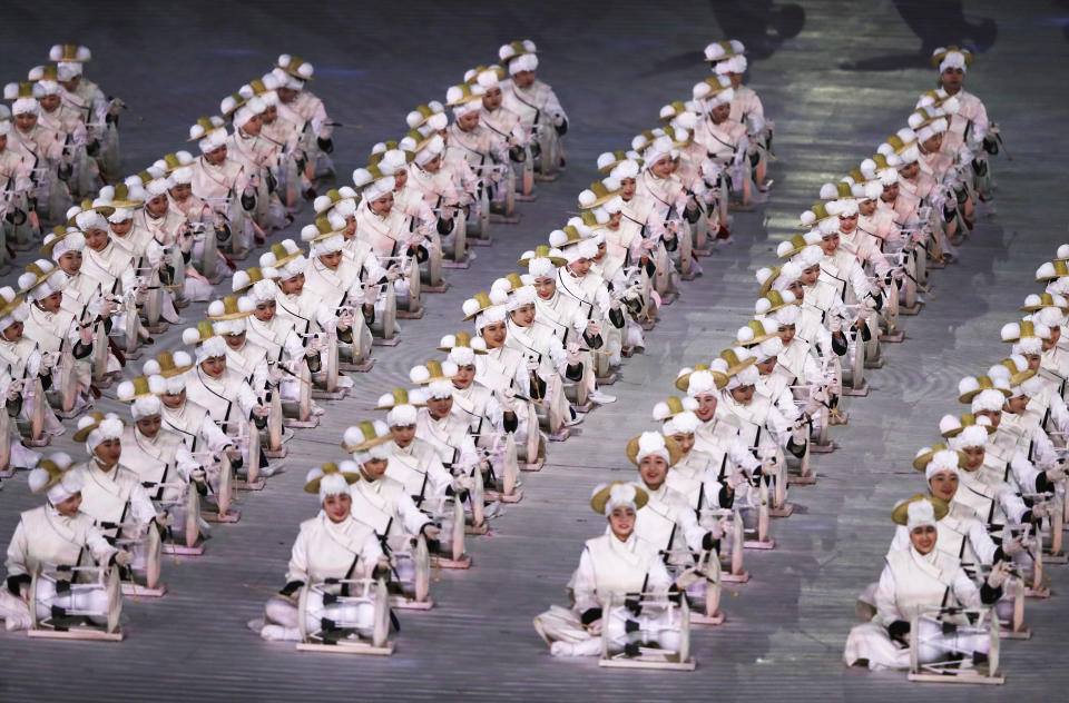 <p>Dancers perform during the Opening Ceremony of the PyeongChang 2018 Winter Olympic Games at PyeongChang Olympic Stadium on February 9, 2018 in Pyeongchang-gun, South Korea. (Photo by Jamie Squire/Getty Images) </p>