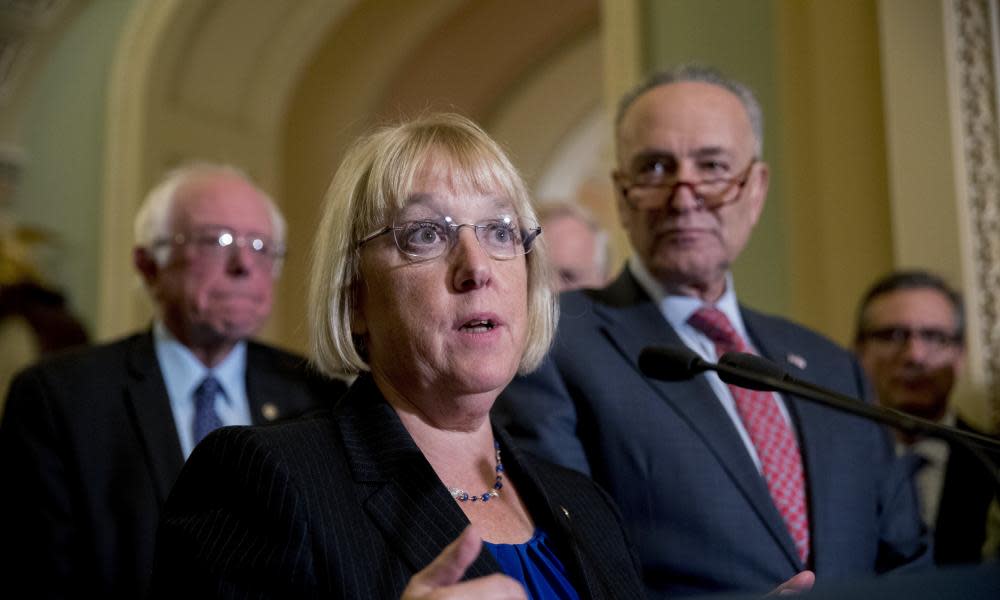 Patty Murray speaks to reporters on Capitol Hill in Washington Tuesday.