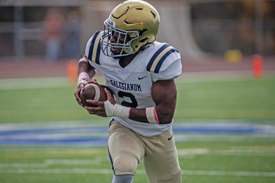 B.J. Alleyne is a major offensive threat for Salesianum, which will meet Smyrna in the first round of the Class 3A playoffs.