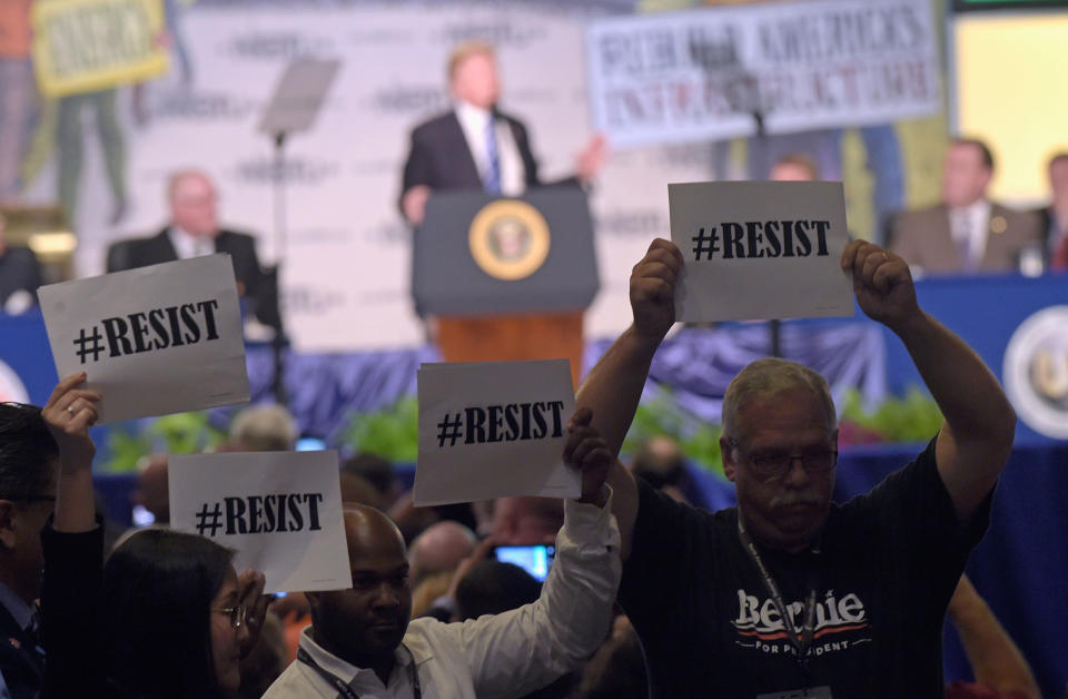 Protests at building trades unions conference