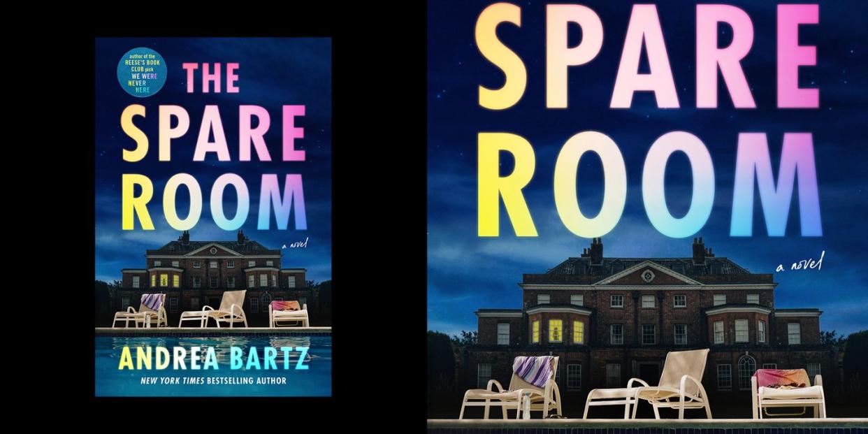 the spare room by andi bartz cover featuring pool chairs and an ominous house