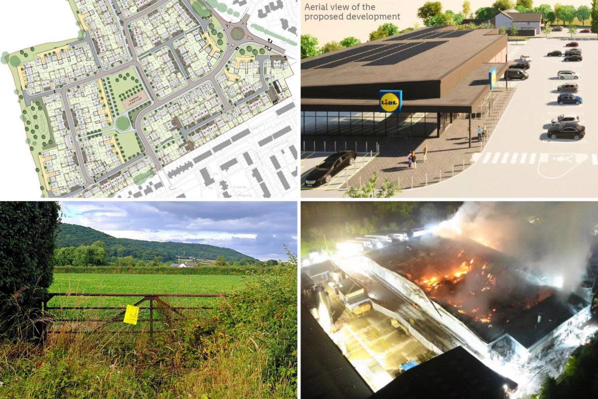 Some of the larger development plans for Herefordshire that moved forward last month <i>(Image: Persimmon; Lidl; LDRS; application)</i>