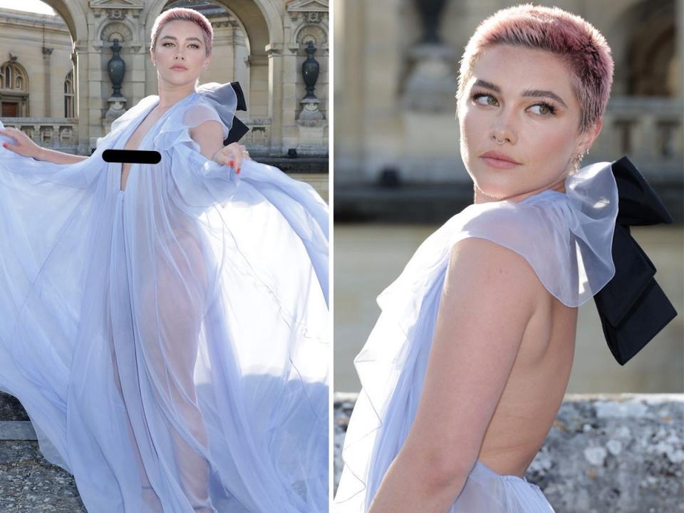 Florence Pugh's completely see-through gown for Paris Fashion Week is