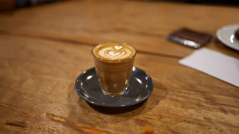 cortado with latte art