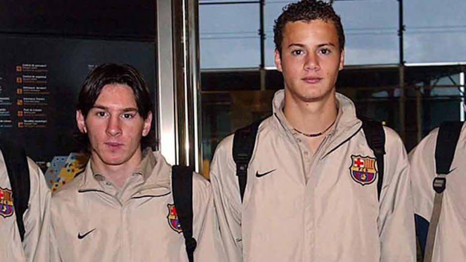 Leo Messi y Oriol Riera en una imagen de cuando fueron compañeros en el FC Barcelona. / Foto: www.oriolriera.com